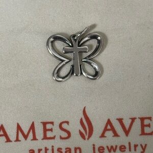 Retired James Avery Silver Cross Butterfly Charm